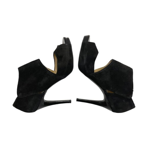 NINE West Stiletto Heels 6.5 US Pumps black peep toes shoes - Picture 8 of 12